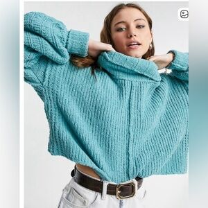 Free People Emerald Aura Be Yours Cowl Neck Sweater